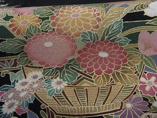 平和屋-こころ店■豪華黒留袖　花籠文　金彩　正絹　逸品　AAAE5056Agk_画像5