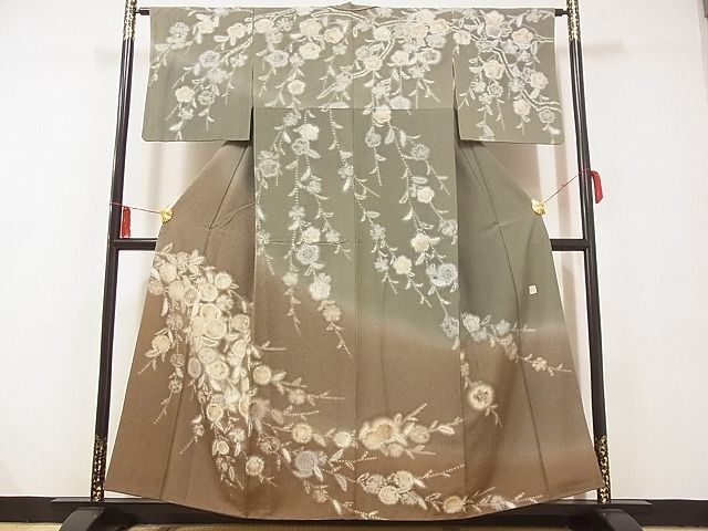 平和屋-こころ店■訪問着　作家物　手描き　辻が花　枝花文　暈し染め　金彩　正絹　逸品　AAAD4567Ata_画像1