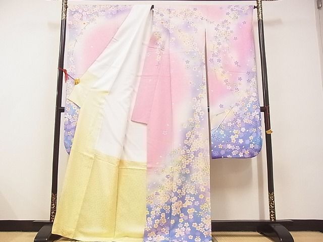  flat peace shop - here . shop # gorgeous long-sleeved kimono long kimono-like garment ( peerless tailoring ) set branch shide Sakura .. dyeing silk excellent article AAAD4596Ata