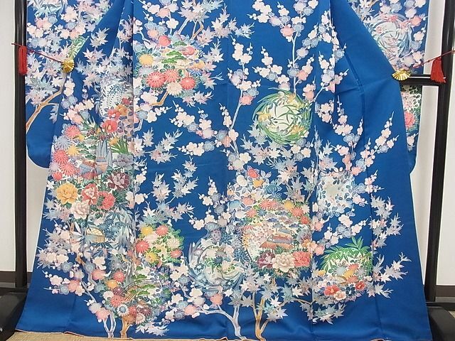  flat peace shop - here . shop # gorgeous long-sleeved kimono scenery . flower writing gold paint silk excellent article AAAF3723Bnp