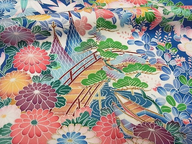  flat peace shop - here . shop # gorgeous long-sleeved kimono scenery . flower writing gold paint silk excellent article AAAF3723Bnp