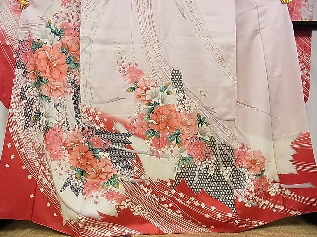 平和屋-こころ店■豪華振袖　舞花文　暈し染め　金彩　正絹　逸品　AAAE3616Bzg_画像3