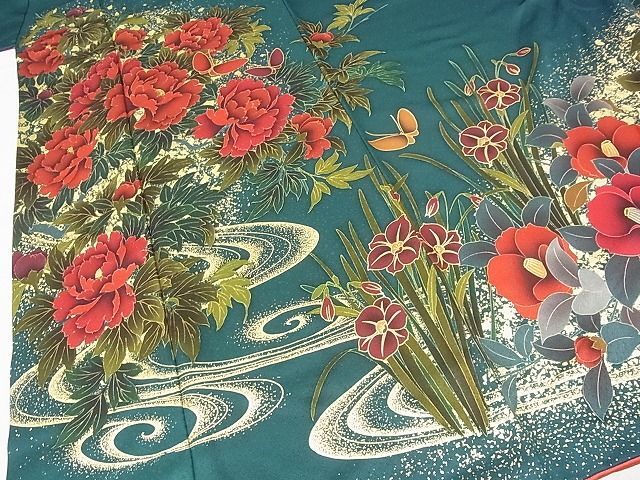  flat peace shop - here . shop # small long-sleeved kimono two shaku sleeve . water flower butterfly writing gold paint silk excellent article AAAF3883Ata