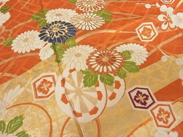  flat peace shop - here . shop # gorgeous long-sleeved kimono piece embroidery . branch plum flower car writing gold paint silk excellent article AAAC0887Abr