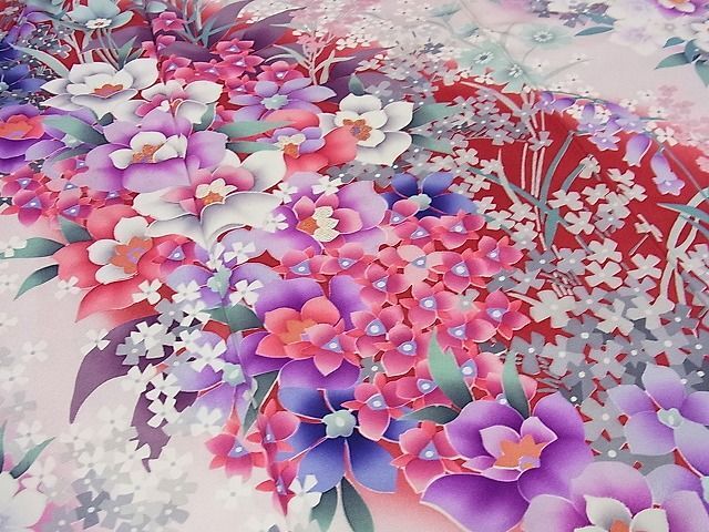 平和屋-こころ店■豪華振袖　刺繍　草花文　暈し染め　金糸　正絹　逸品　AAAE3622Bzg_画像4