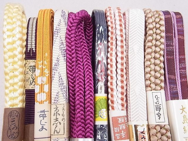 平和屋2■和装小物　帯締め10本　全て未使用　丸組・平組　大島紬　手組ひも　大丸扱い　逸品　未使用　DAAC8153zzz_画像2