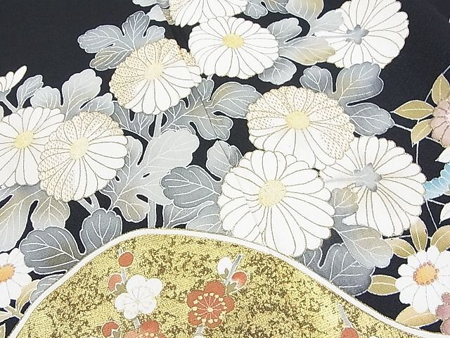 平和屋2■豪華黒留袖　作家物　刺繍　流水花文　金彩　逸品　DAAC6339fe_画像4