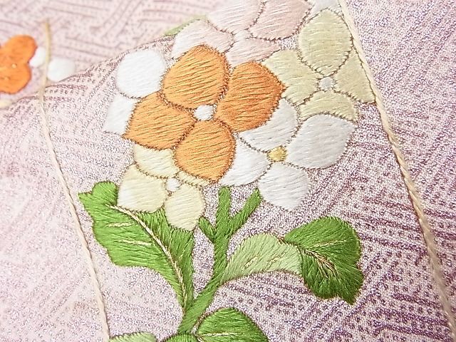 平和屋2■訪問着　刺繍　短冊花文　鈴乃屋扱い　逸品　DAAC6304fe_画像5