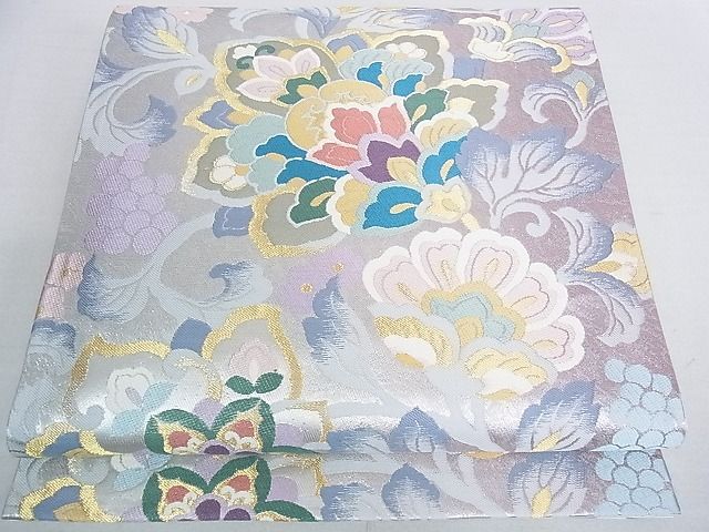 平和屋2■六通柄袋帯　唐織　更紗花文　金糸　逸品　DAAC7191ic_画像1