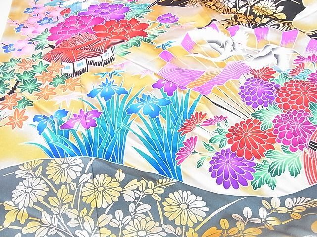  flat peace shop 2#. discount ..*. discount ..* discount long-sleeved kimono Japanese clothes wedding Mai ... geisha costume . crane scenery flower pine writing gold silver . blow . cotton tailoring excellent article DAAC5006op