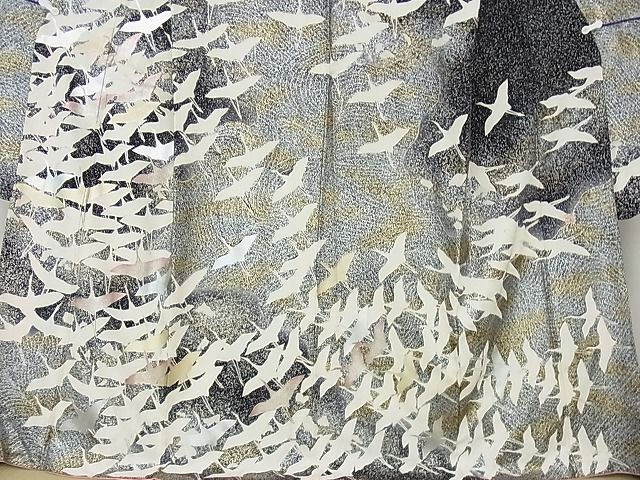  flat peace shop 2# modern times Japanese picture. . Takumi width mountain large . large . preference .... quality product long-sleeved kimono group . crane beater dyeing gold silver . excellent article DAAB8430ps
