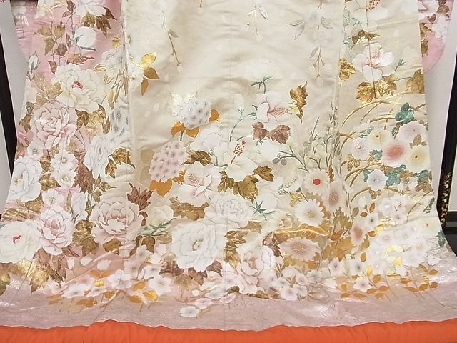  flat peace shop - here . shop # finest quality colorful wedding kimono . light woven branch flower writing .. dyeing gold silver . lame silk excellent article AAAE6271Abr