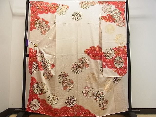  flat peace shop 1# gorgeous long-sleeved kimono Hanamaru writing gold silver . excellent article CAAB5162vf