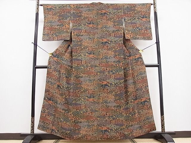 平和屋野田店 上質な小紋 切嵌更紗花文 鬼しぼ縮緬 逸品 ob2736 平和屋野田店 上質な小紋 切嵌更紗花文 鬼しぼ縮緬 逸品 ob2736