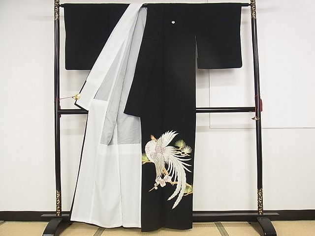 平和屋-こころ店 豪華黒留袖 総刺繍 尾長鳥 金銀糸 正絹 逸品 平和屋-こころ店 豪華黒留袖 総刺繍 尾長鳥 金銀糸 正絹 逸品