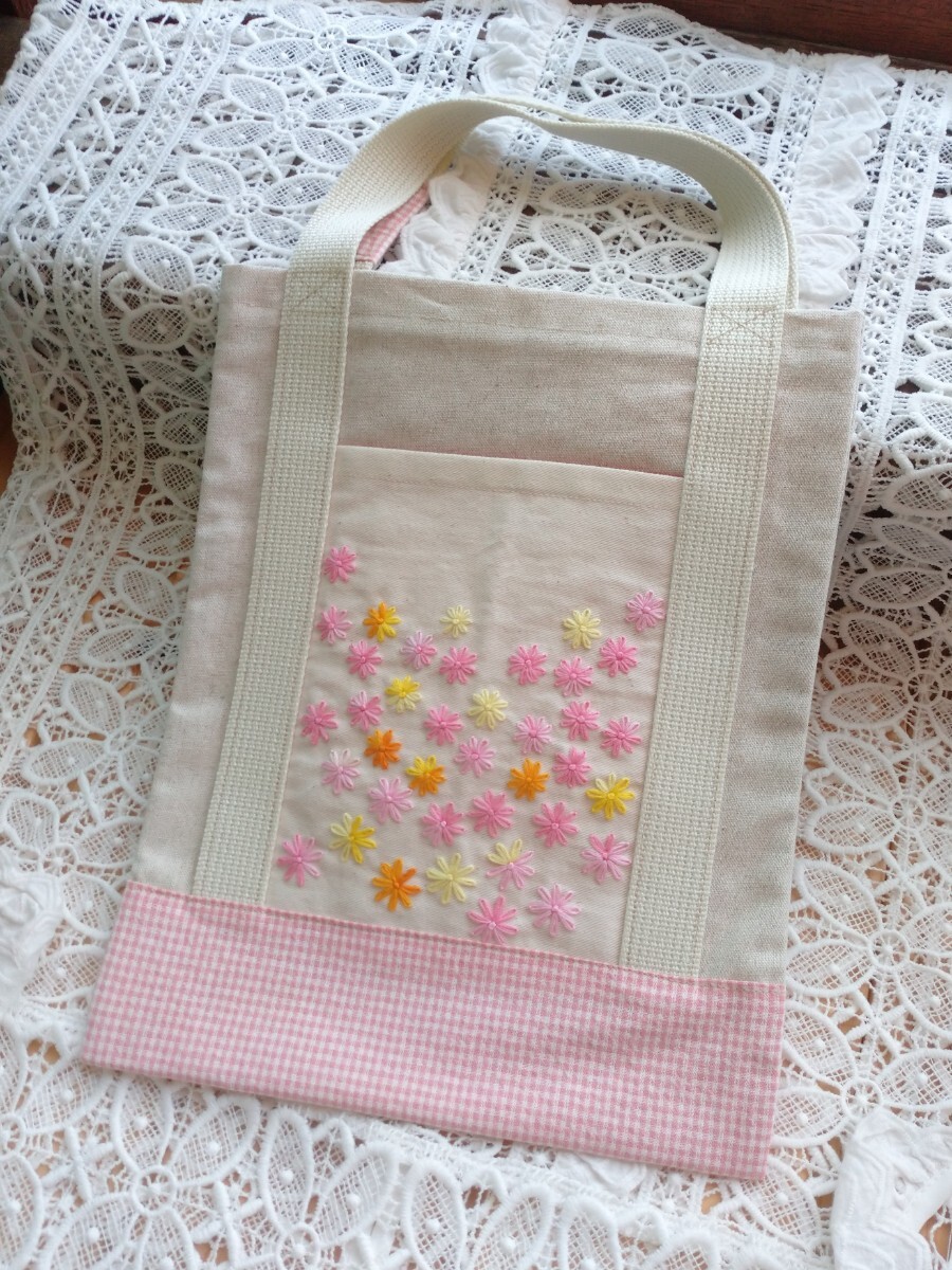  hand embroidery hand made floral print bag tote bag 