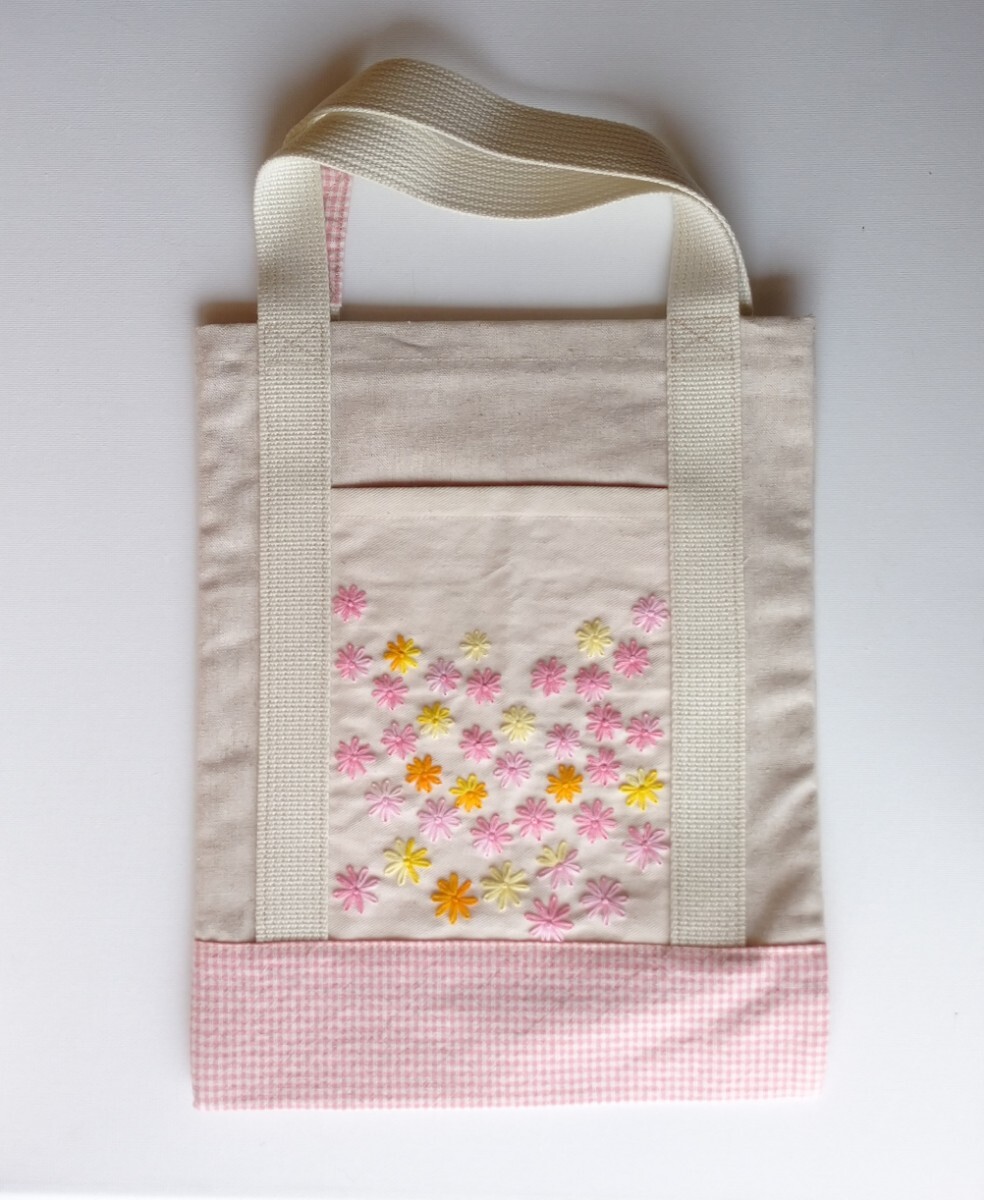  hand embroidery hand made floral print bag tote bag 
