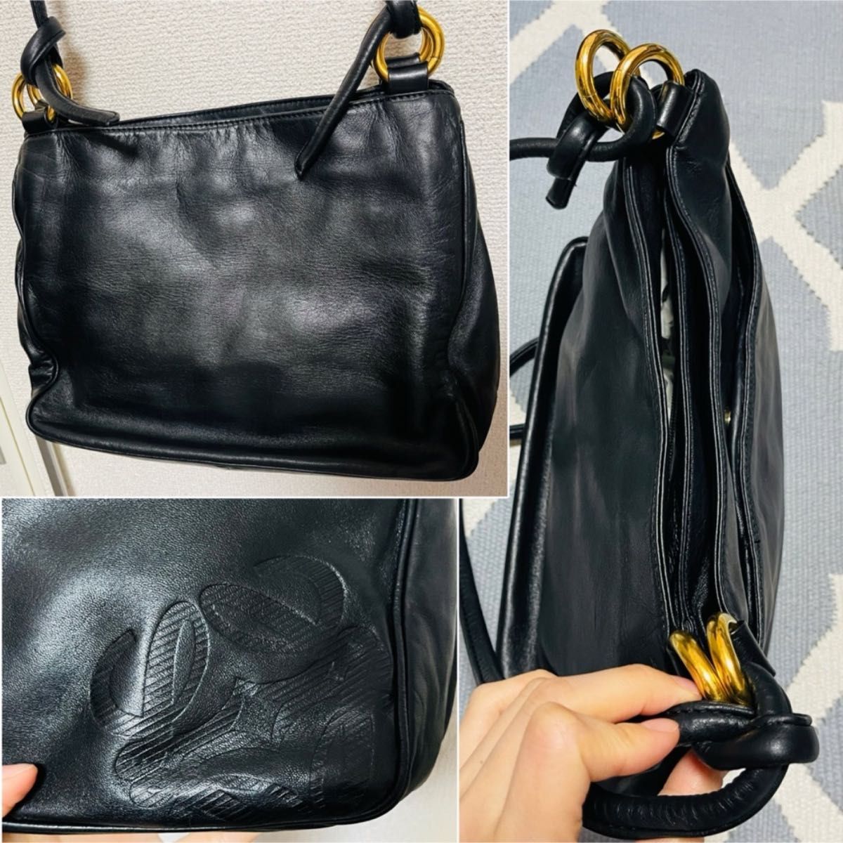 美品 ロエベ ヴィンテージ レザー ショルダーバッグ 大容量 美品 ロエベ ヴィンテージ レザー ショルダーバッグ 大容量