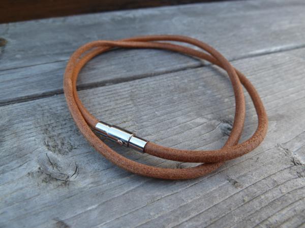  leather choker cow leather circle cord *3mm/60cm tea color magnet metal fittings domestic production original leather surfer ske-ta- Biker present gift present birthday memory day 