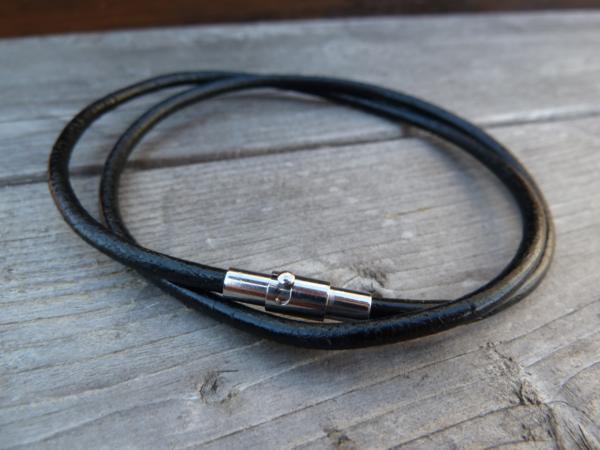  leather choker cow leather circle cord *3mm/45cm black magnet metal fittings domestic production original leather surfer ske-ta- Biker present gift present birthday memory day 