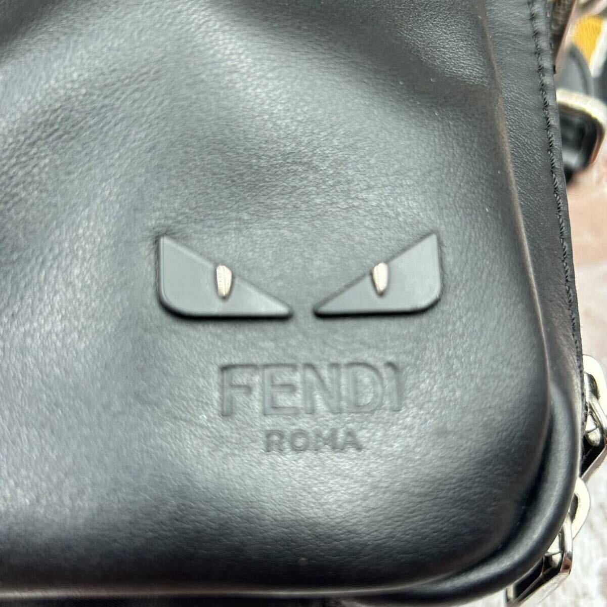 『極美品』FENDI フェンディー ショルダーバッグ モンスター 斜め掛け カメラ レザー ナイロン 黒 ブラック メンズ ビジネス ポシェットの画像8