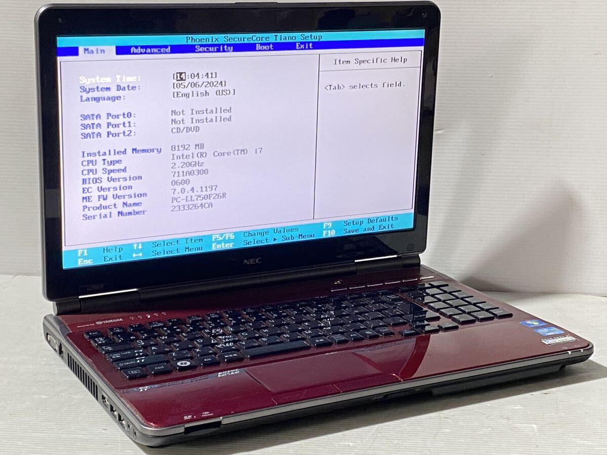 Bios 起動確認済み NEC LAVIE LL750/F Core i7 2.20GHz 8GB/15.6インチ ジャンク409の画像5