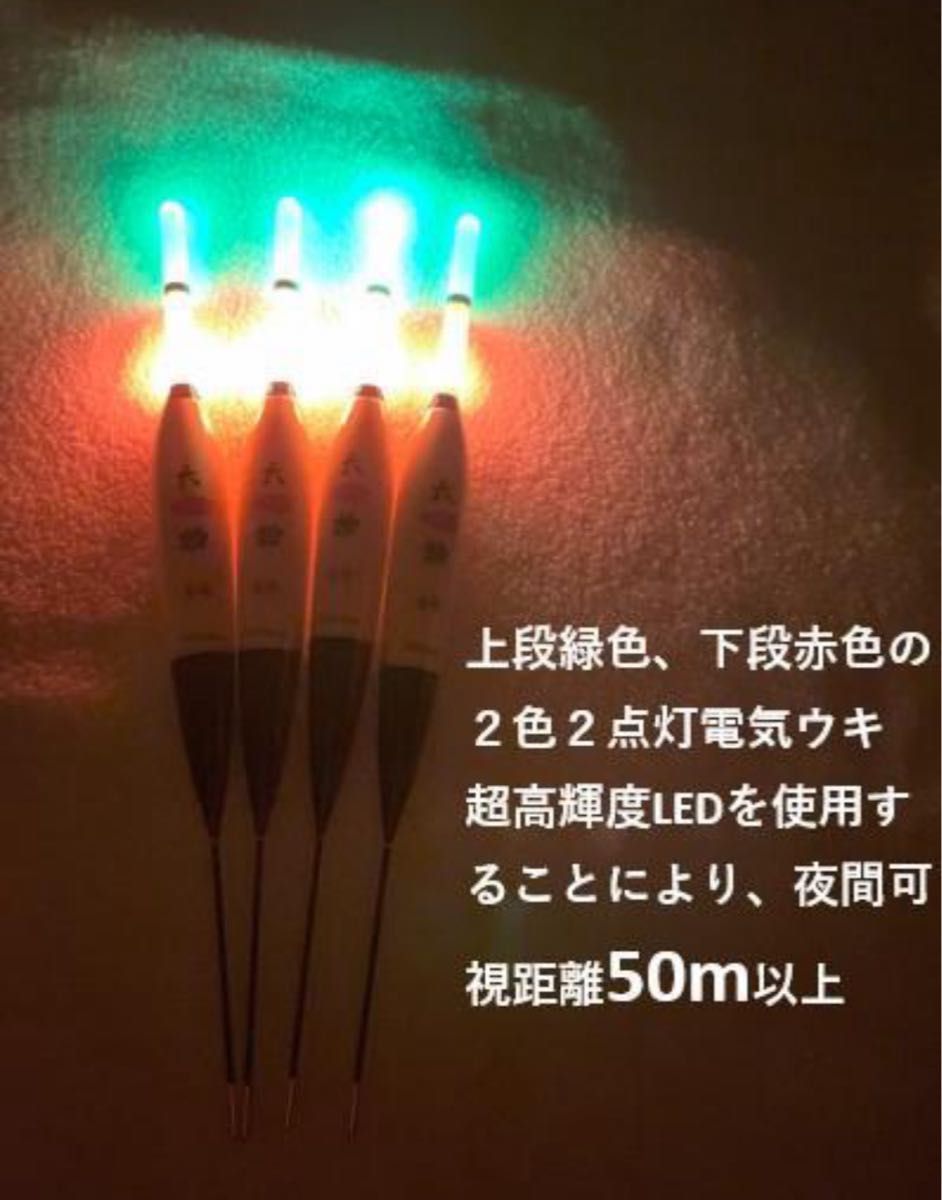 【ZONE5】超遠可視距離電気ウキ3号2点灯4本セット　遠投軽量化ウキ　電気ウキ