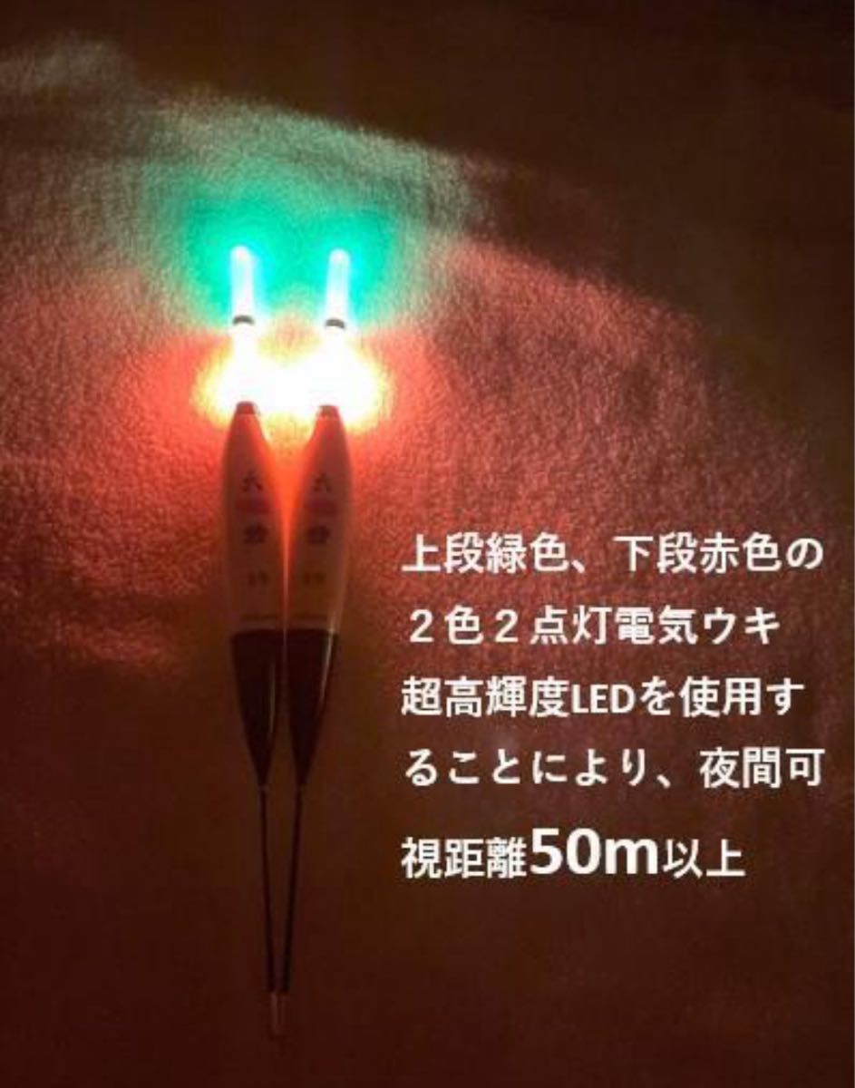 【ZONE5】超遠可視距離電気ウキ1号2点灯2本セット　遠投軽量化ウキ　電気ウキ
