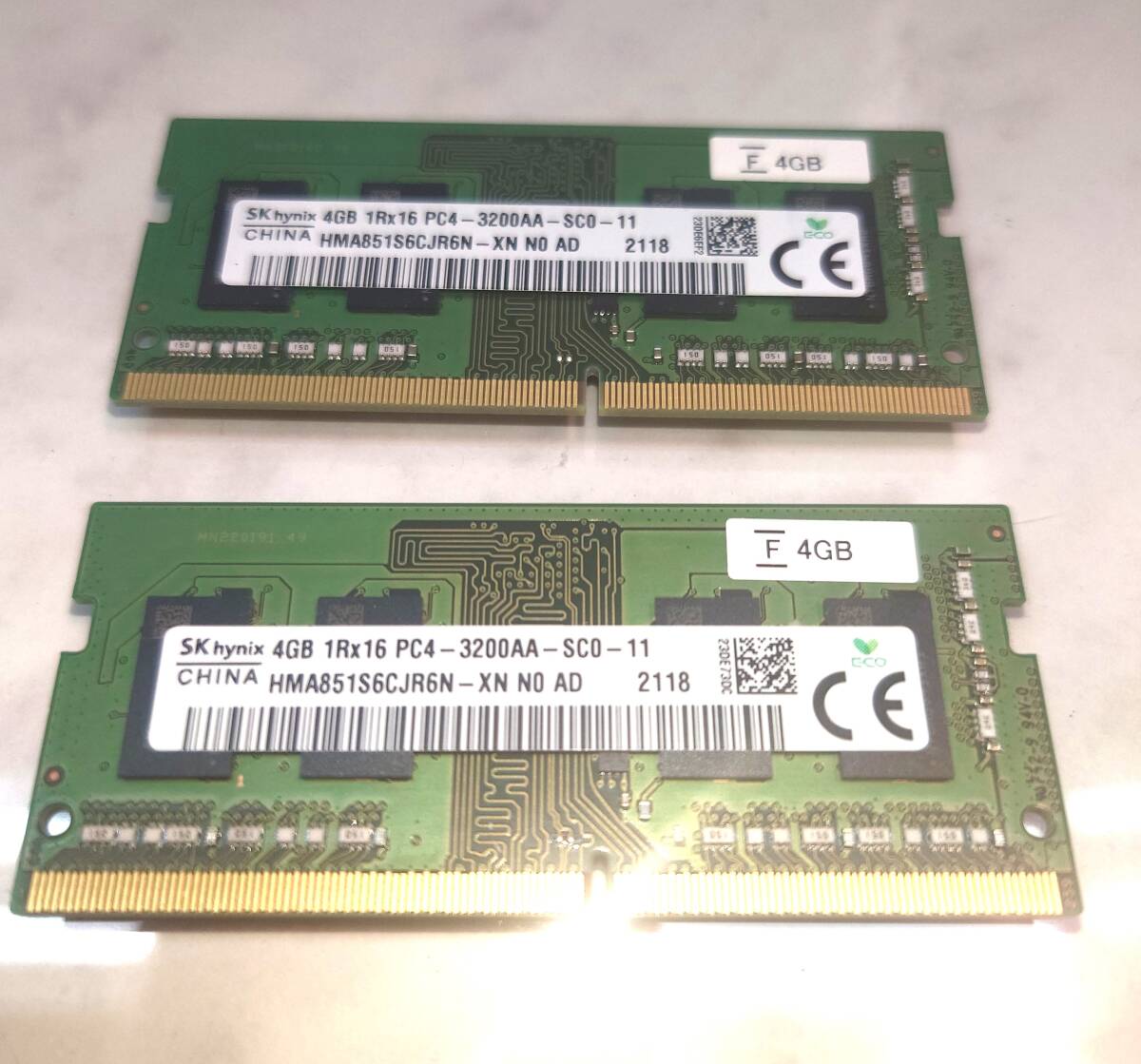 良品!SKhynix メモリ PC4-3200AA 4GB2枚 1Rx16 デスクトップ ノートPC DDR4 マイクロン SAMSUNG サムスン SDRAM