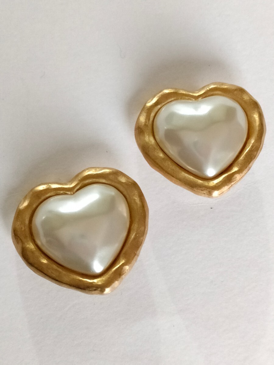  Agata AGATHA earrings gold group fake pearl Heart 