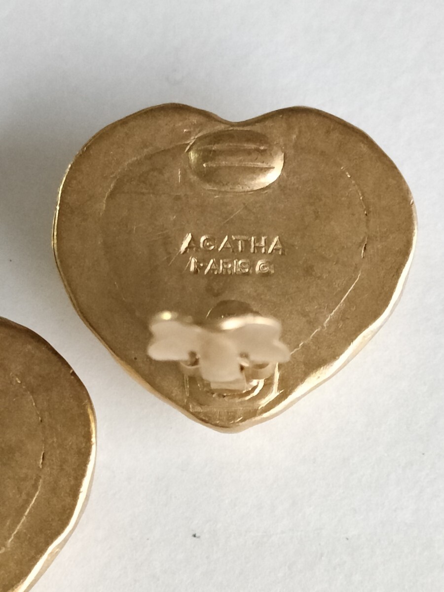  Agata AGATHA earrings gold group fake pearl Heart 