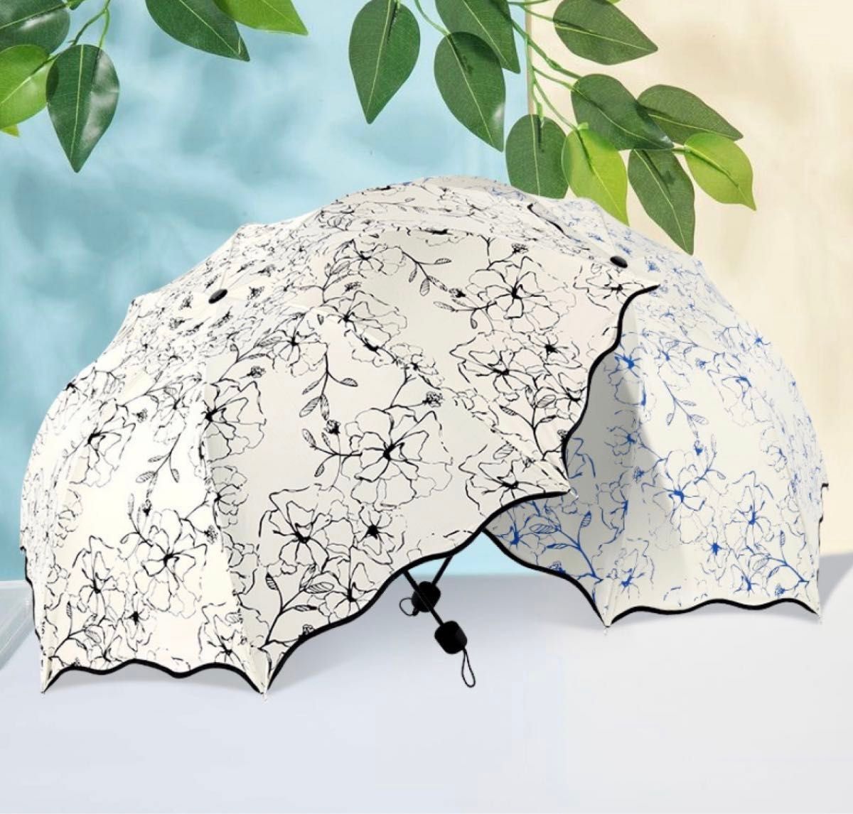 【8本骨】折り畳み傘 遮光 晴雨兼用 軽量 日傘　花柄　UVカット
