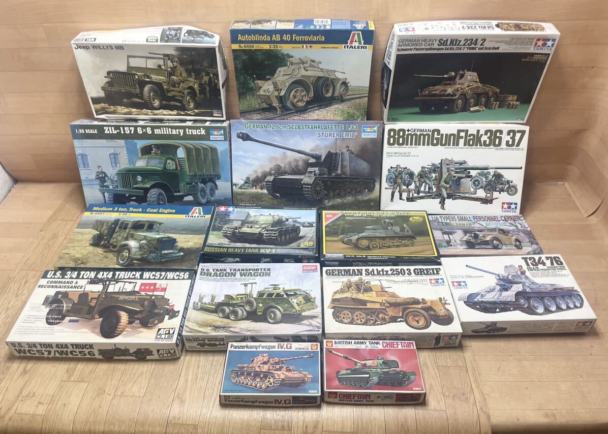 希少！ 未組立 多数 TRUMPETER ITALERI PIT TAMIYA 等 戦車 1/35 1/48 くろがね KV-1 DRAGON ZIL-157 T-34/76 等 大量 まとめて 16点 B22_画像1