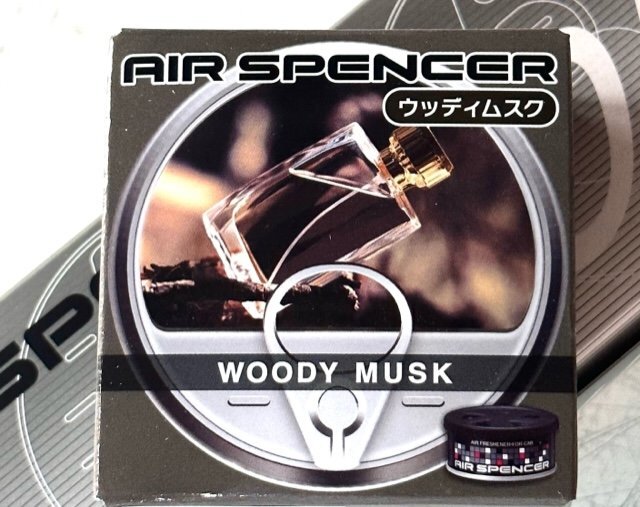 人気の自動車用芳香剤 栄光社 エアースペンサー AIR SPENCER 丸缶タイプ【ウッディムスク】 10個_画像1