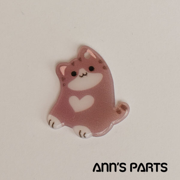 ◆Ann's Parts◆　acr05_04.アクリルパーツ 猫パーツB＜茶・おすわり＞_画像1