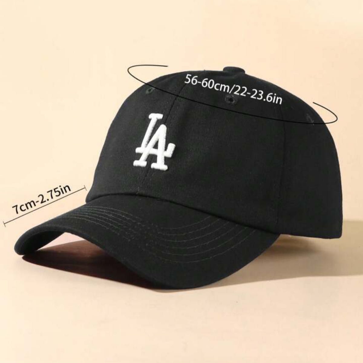 【新品】ブラック　LA 刺繍　ロゴ　キャップ　  帽子 黒　メンズ　レディース　シンプル　カジュアル　ストリート　父の日
