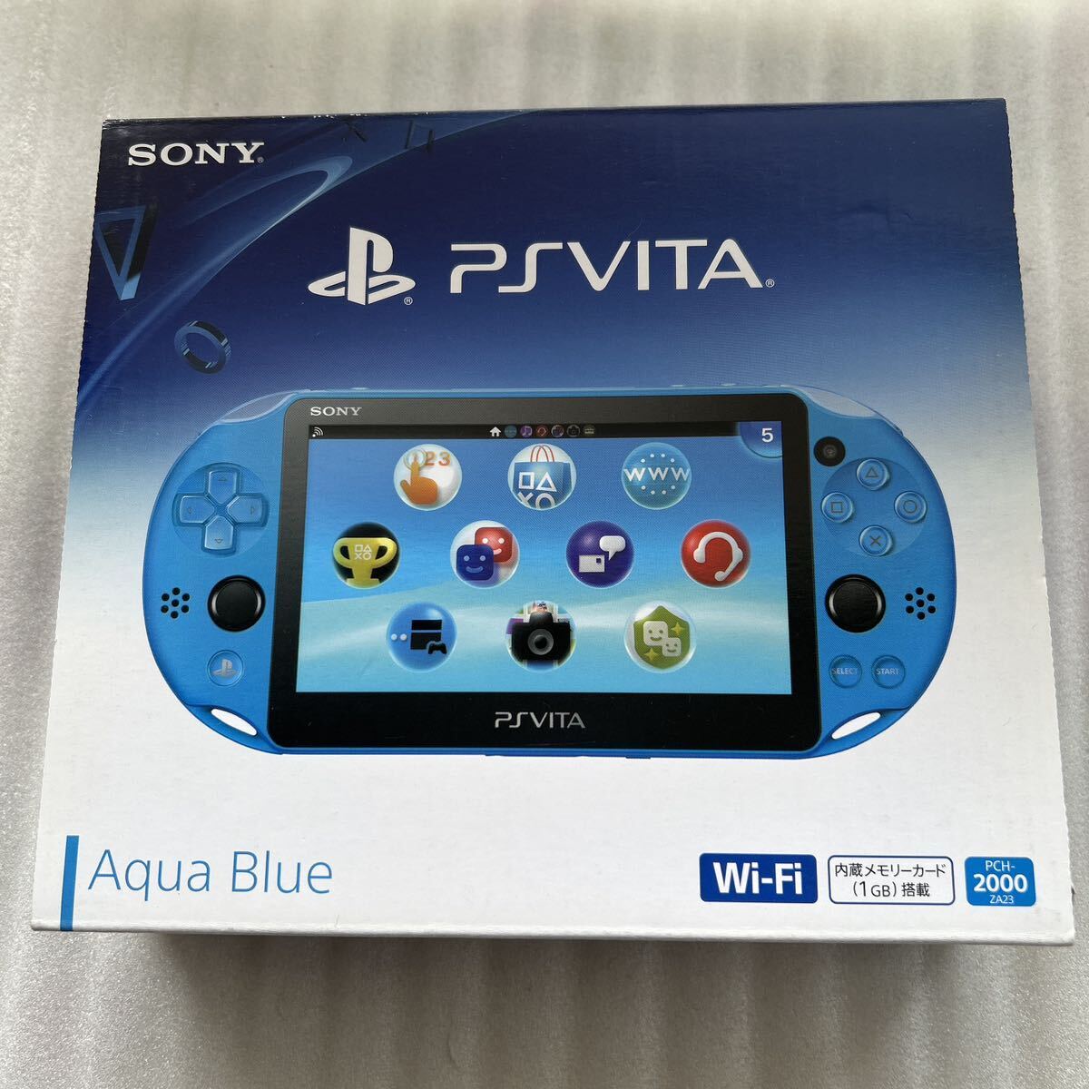 新品 未使用品 ソニー SONY PS Vita PCH-2000 ゲーム機 本体 プレステ ヴィータ ビータ Wi-Fi モデル ブルー Aqua Blue wifi psvita 廃盤_画像1