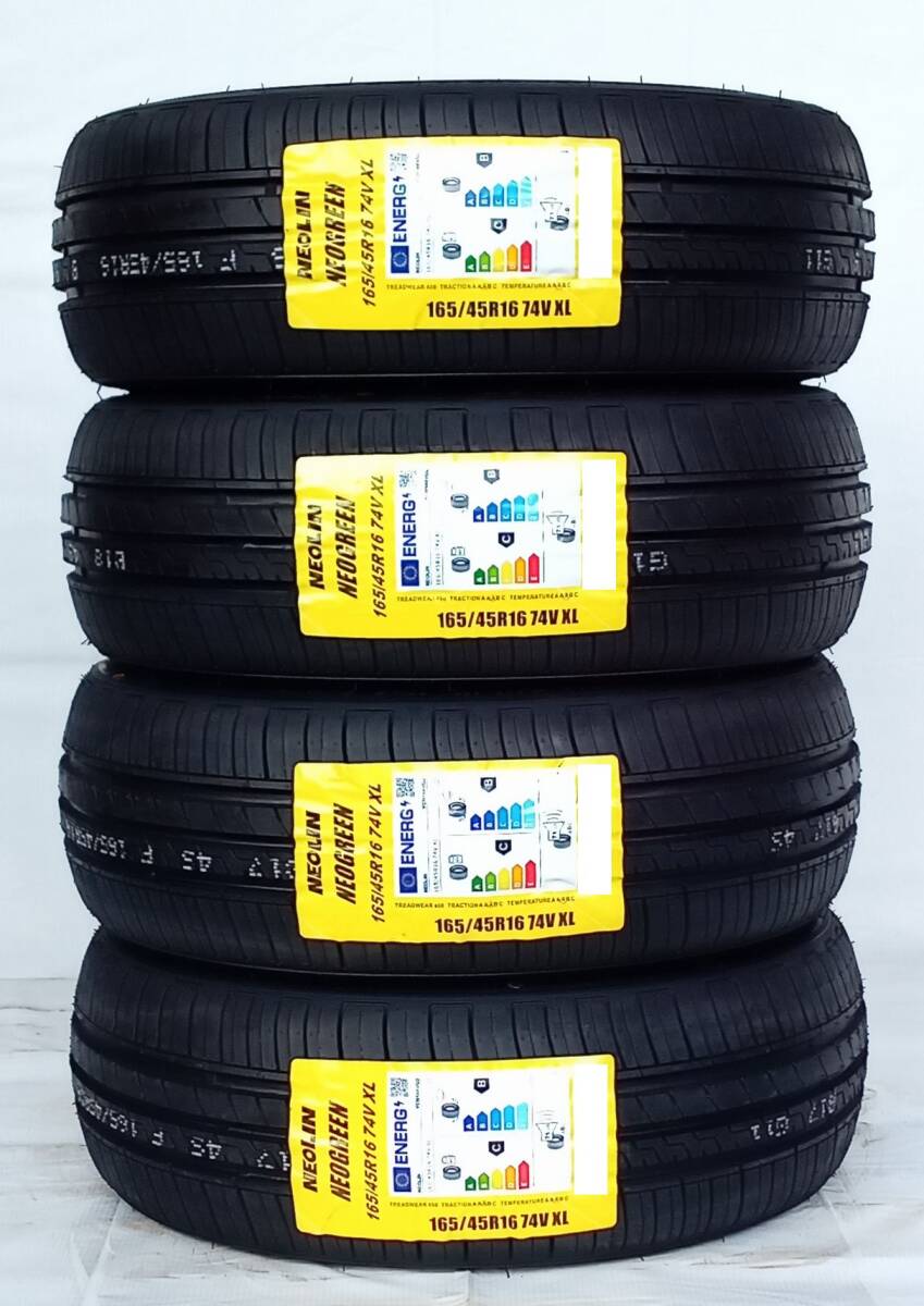 BMS GLASTY グロスブラック/マシンリム 16-5.5J 4H100 ＋48 NEOLIN NEOGREEN 165/45R16 N-VOX スペーシア ワゴンR ウエイク タント ミラ_画像6