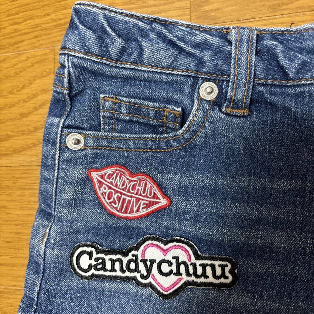 美品 Candy chuu ワッペン付き デニムショートパンツ 125~135