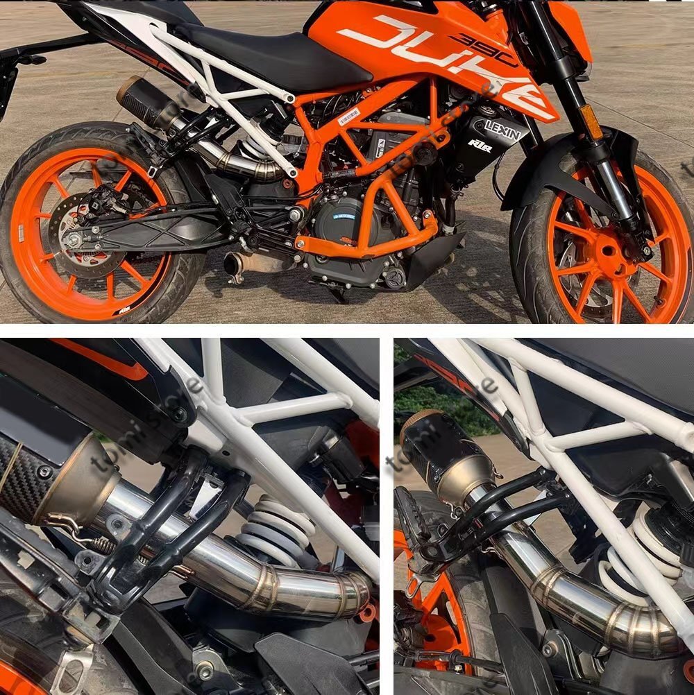 KTM DUKE125 DUKE200 DUKE390 スリップオン化 中間パイプ / テールパイプ リンクパイプ マフラー サイレンサー カウル 等_画像2