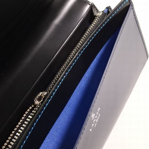 新品 定価1.87万 LANVIN en Bleu ランバンオンブルー ジェイ 本牛革 レザー 長財布 小銭 カード 札入れ 紺 メンズ 男性 紳士用_画像9