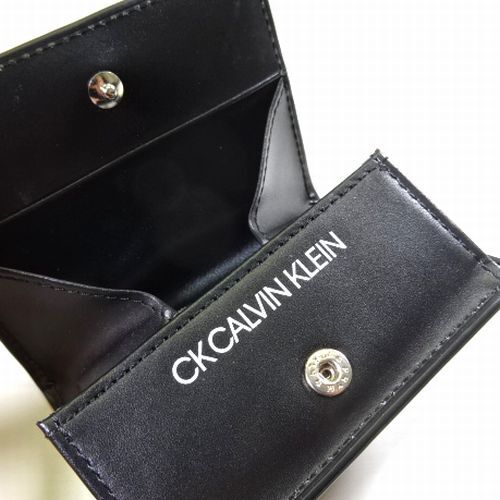 新品 カルバンクライン CK CALVIN KLEIN 定0.99万 本牛革 レザー 財布 小銭入れ コイン カードケース 黒 ポリッシュ メンズ 男性 紳士_画像4