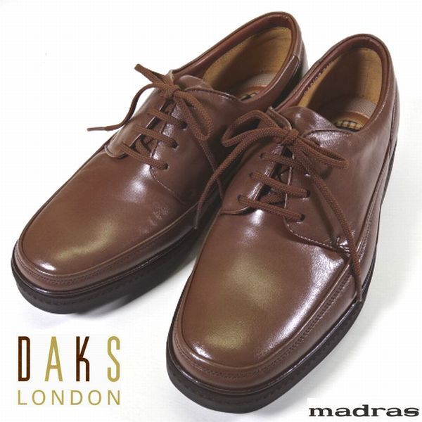 新品 DAKS LONDON madras製造 日本製 本牛革 レザー ビジネスシューズ 靴 26.0cm 茶 マドラス ダックス ロンドン メンズ 男性 紳士 スーツ_画像1