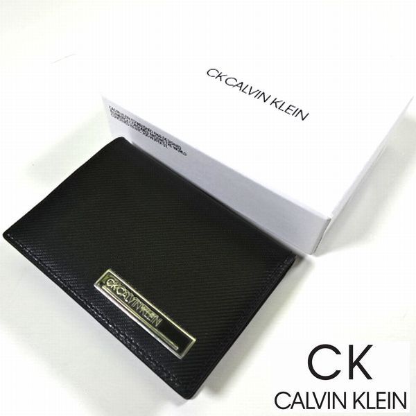 新品 カルバンクライン CK CALVIN KLEIN 定0.99万 本牛革 レザー 財布 小銭入れ コイン カードケース 黒 ポリッシュ メンズ 男性 紳士_画像1