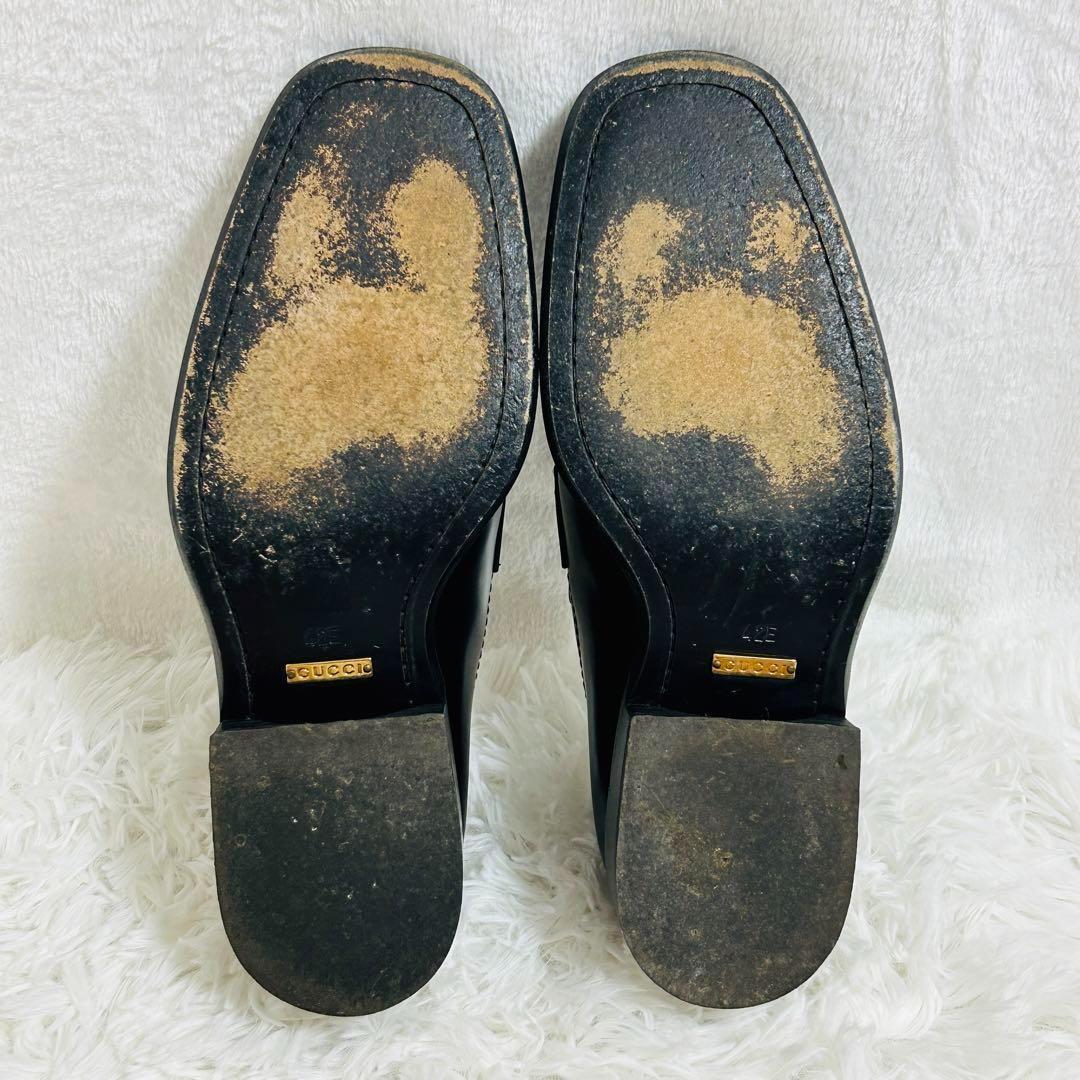 1 иен превосходный товар GUCCI Gucci шланг bit Loafer 27cm бизнес мужской обувь черный кожа обувь 