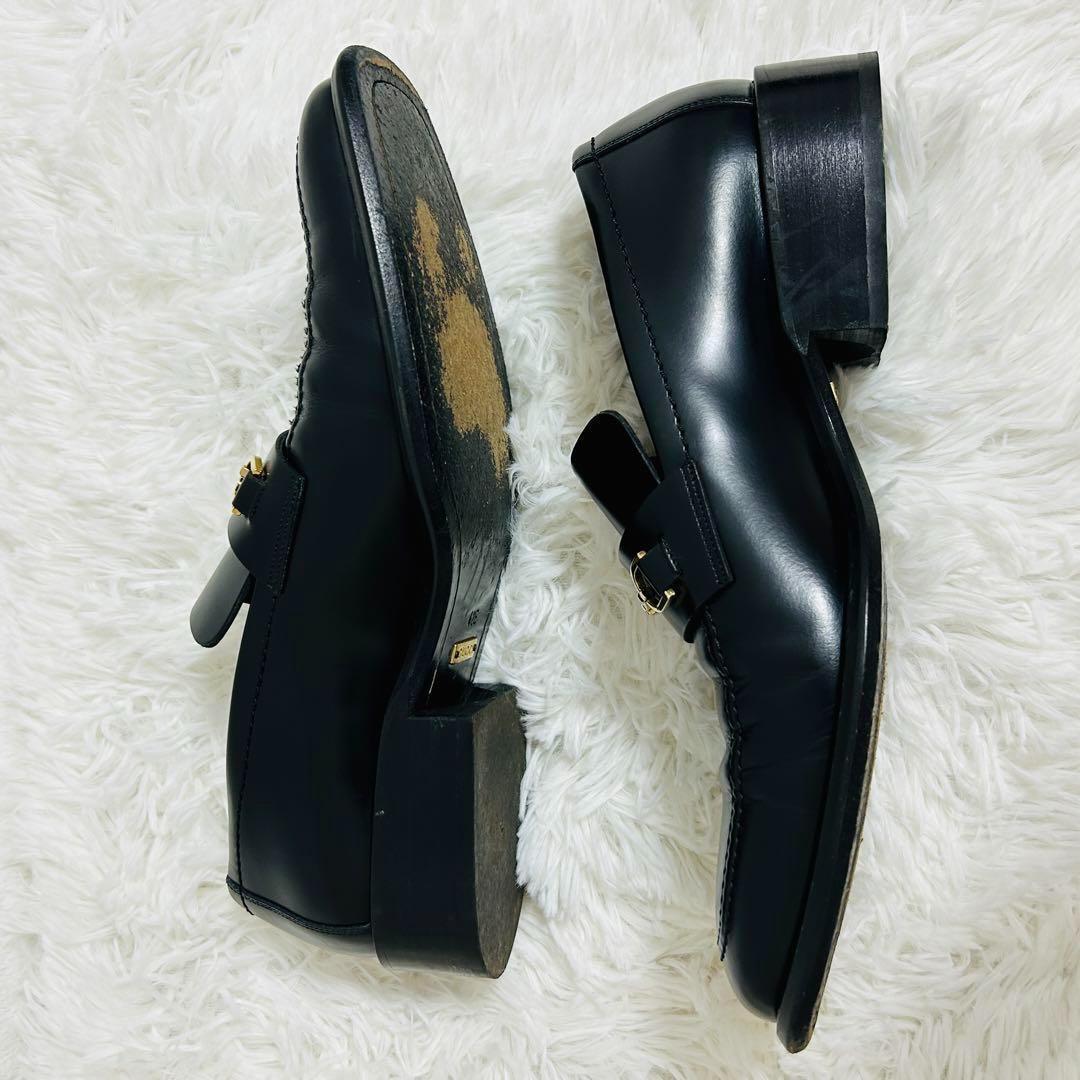 1 иен превосходный товар GUCCI Gucci шланг bit Loafer 27cm бизнес мужской обувь черный кожа обувь 
