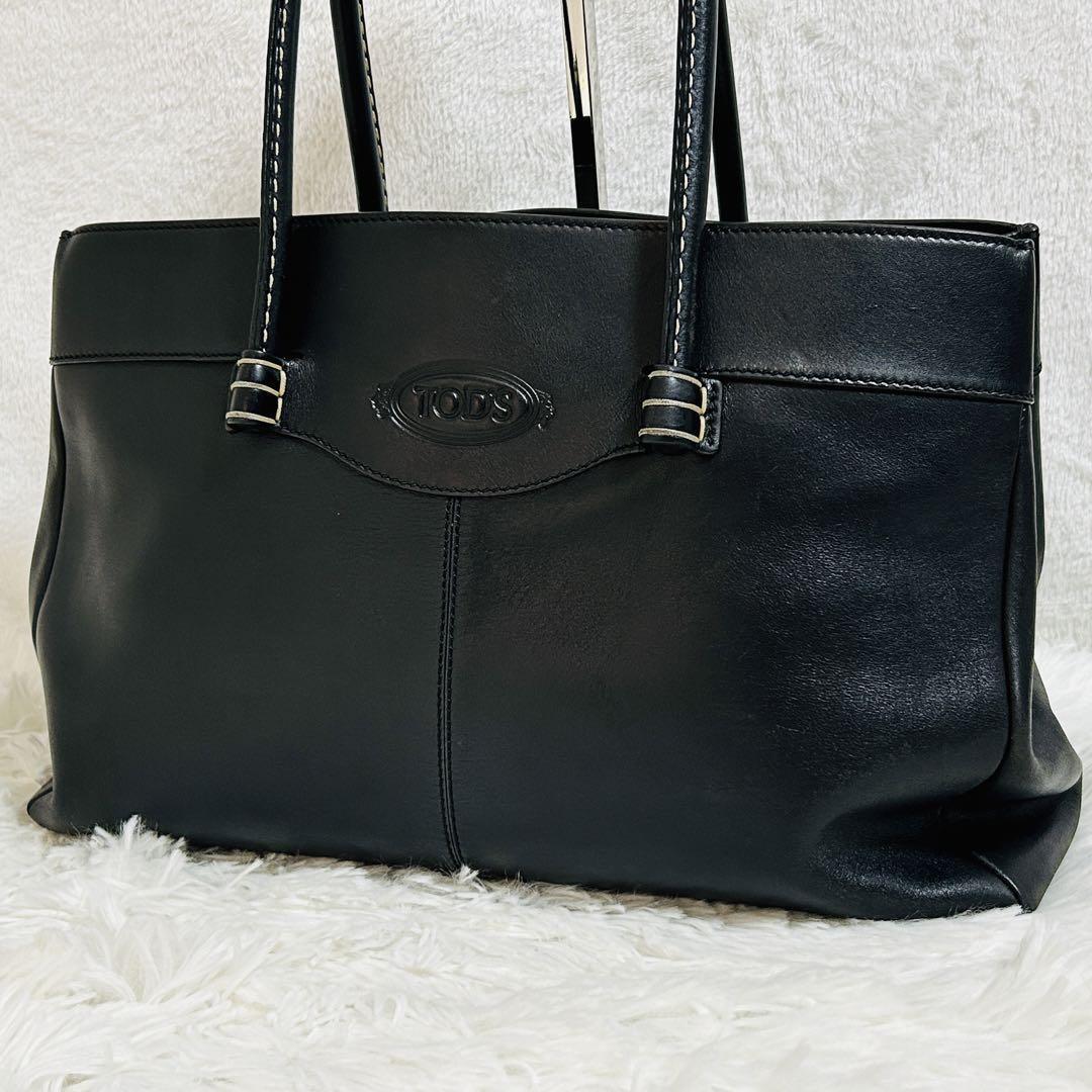 1 jpy ultimate beautiful goods Tod's TOD*S tote bag business bag mocha si-noMocassino stitch leather handbag Logo type pushed . original leather 
