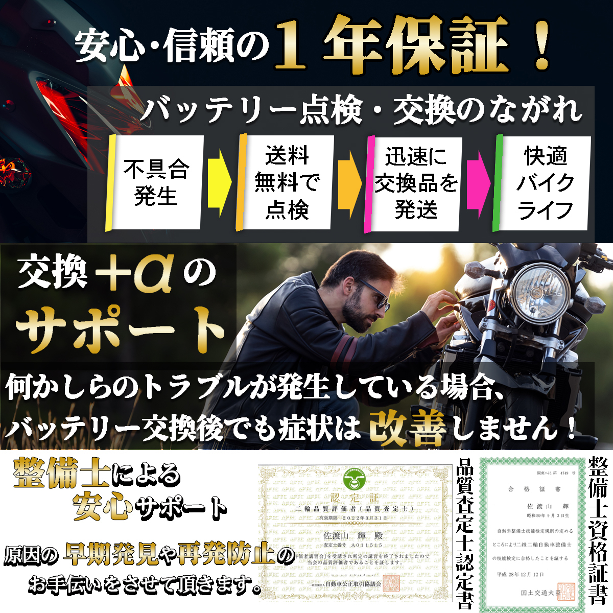 バイク バッテリー 1年保証 MB12A-A 初期充電済み EN400-TWIN FX400R VULCAN400 Z400・カスタム GPZ500S Z550FX Z400LTD ベルトドライブ_画像6