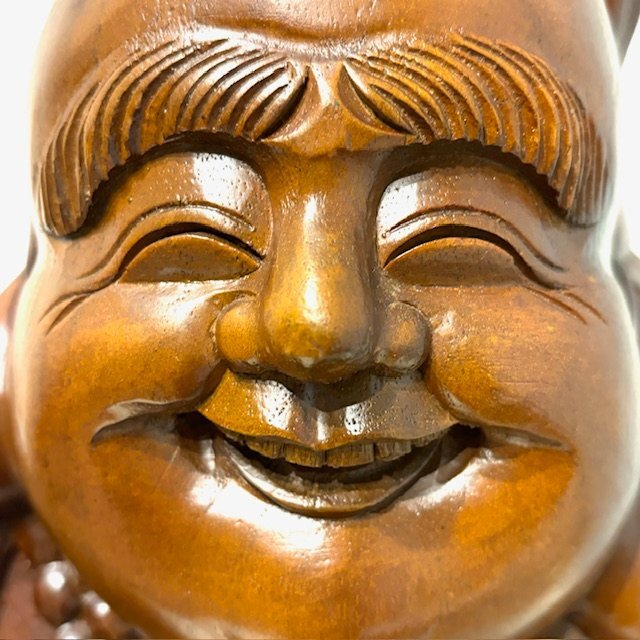 ◆縁起物◆ 木彫り　七福神　布袋様　縁起物　置物　和風　骨董品　仏教美術　笑顔　ご利益　金運　重さ8.3kg_画像7
