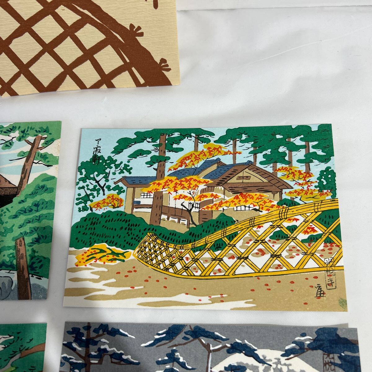 絵葉書 絵はがき 昭和レトロ 版画 純手彫り手摺 木版画 光悦寺 の画像3